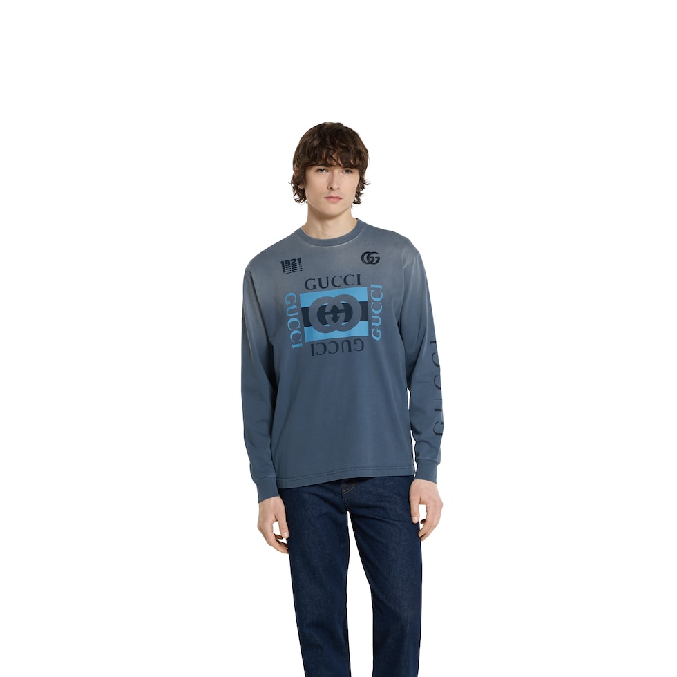 【GUCCI】PRINTED COTTON JERSEY T-SHIRT●798115XJHDG2240 Printed cotton jersey T-shirt in white | GUCCI® US