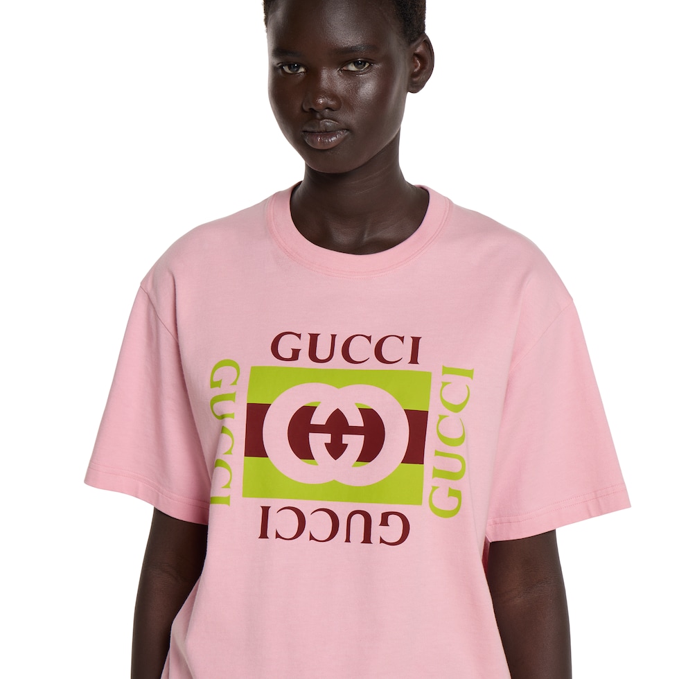 プリント コットンジャージー Tシャツピンク | GUCCI公式