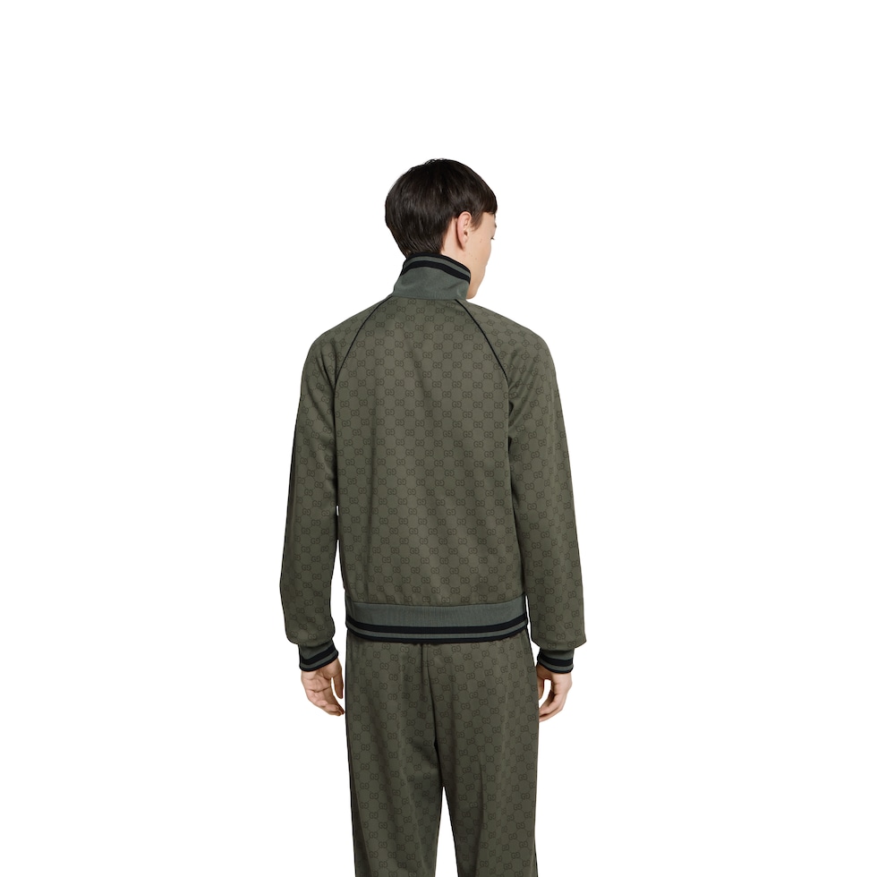 【GUCCI】23AW GGモチーフジャージージャカードジップジャケット GGジャージージャカード ジップジャケットフォレストグリーン