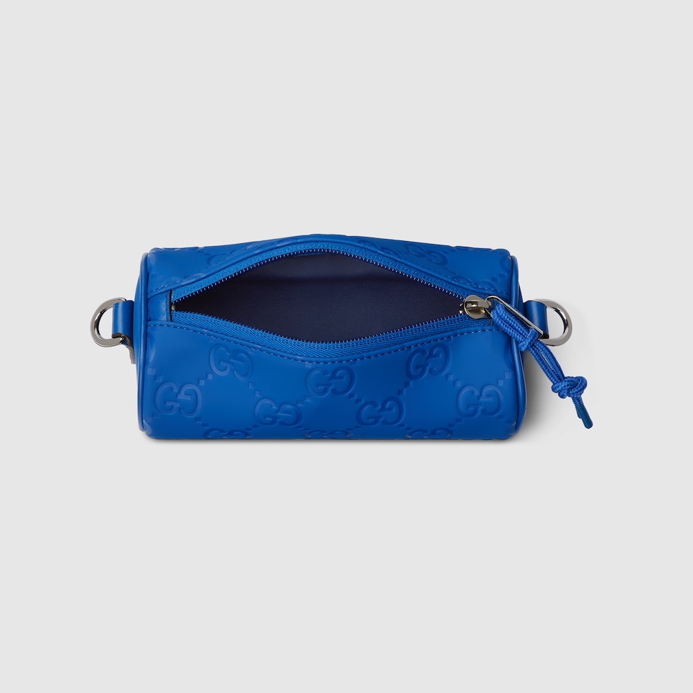 Gucci Edge mini cylinder bag in bright blue GG matte fabric Gucci Edge mini cylinder bag in bright blue GG matte fabric