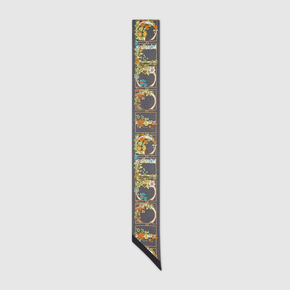 Printed silk twill ribbon in black | GUCCI® US