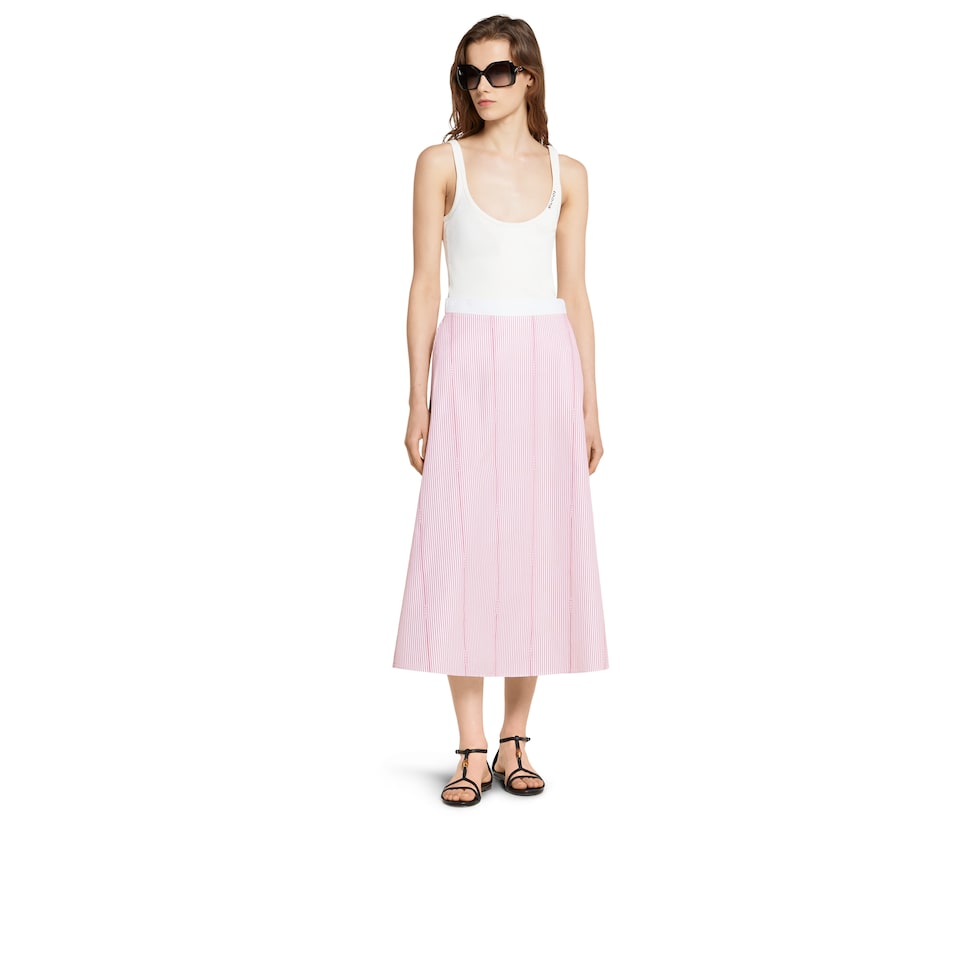 Gucci cotton fil coupé skirt in white and red | GUCCI® US