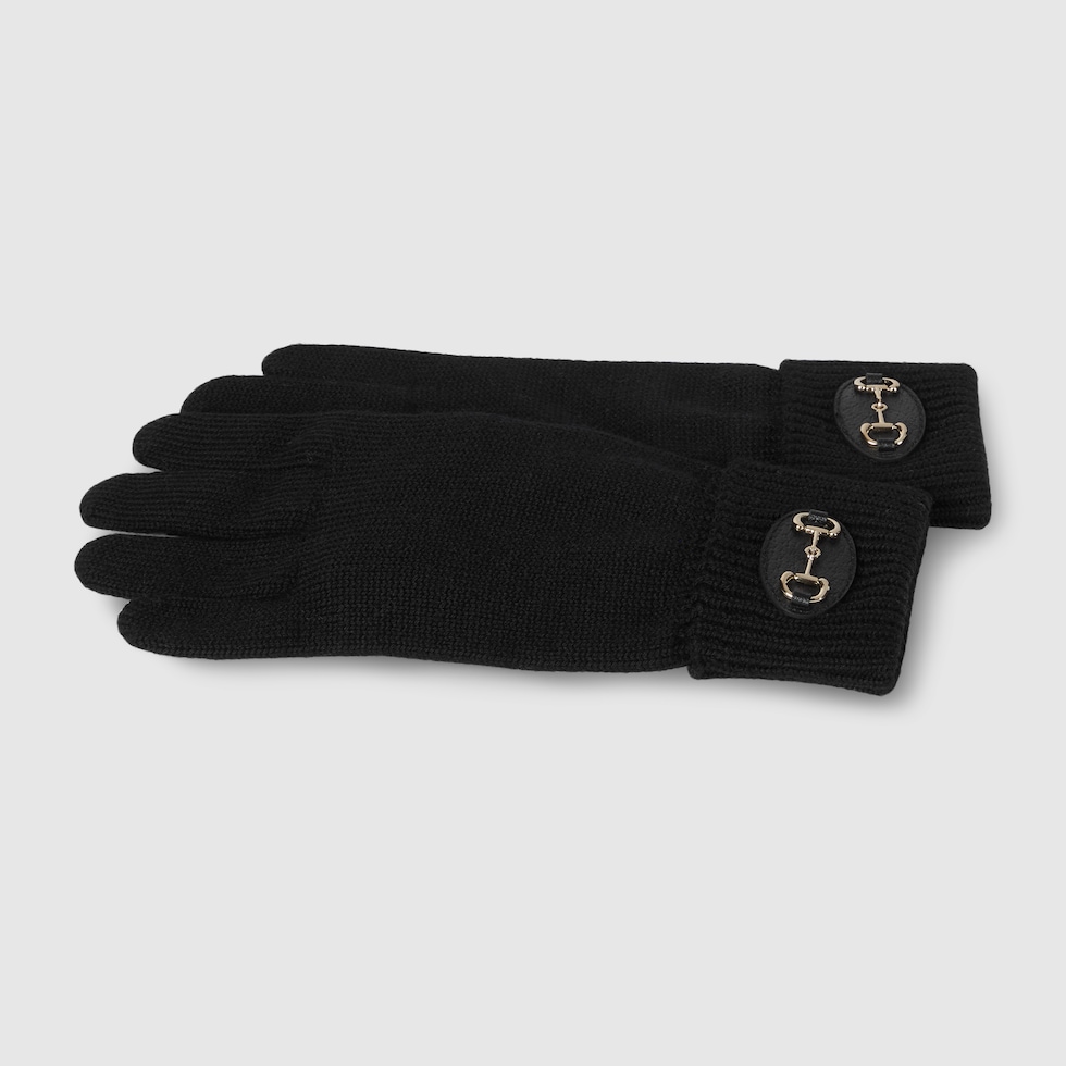 【美品】希少　GUCCI　グッチ　ホースビット レザー　ウール　手袋　グローブ 美品】希少 GUCCI グッチ ホースビット レザー ウール 手袋 グローブ