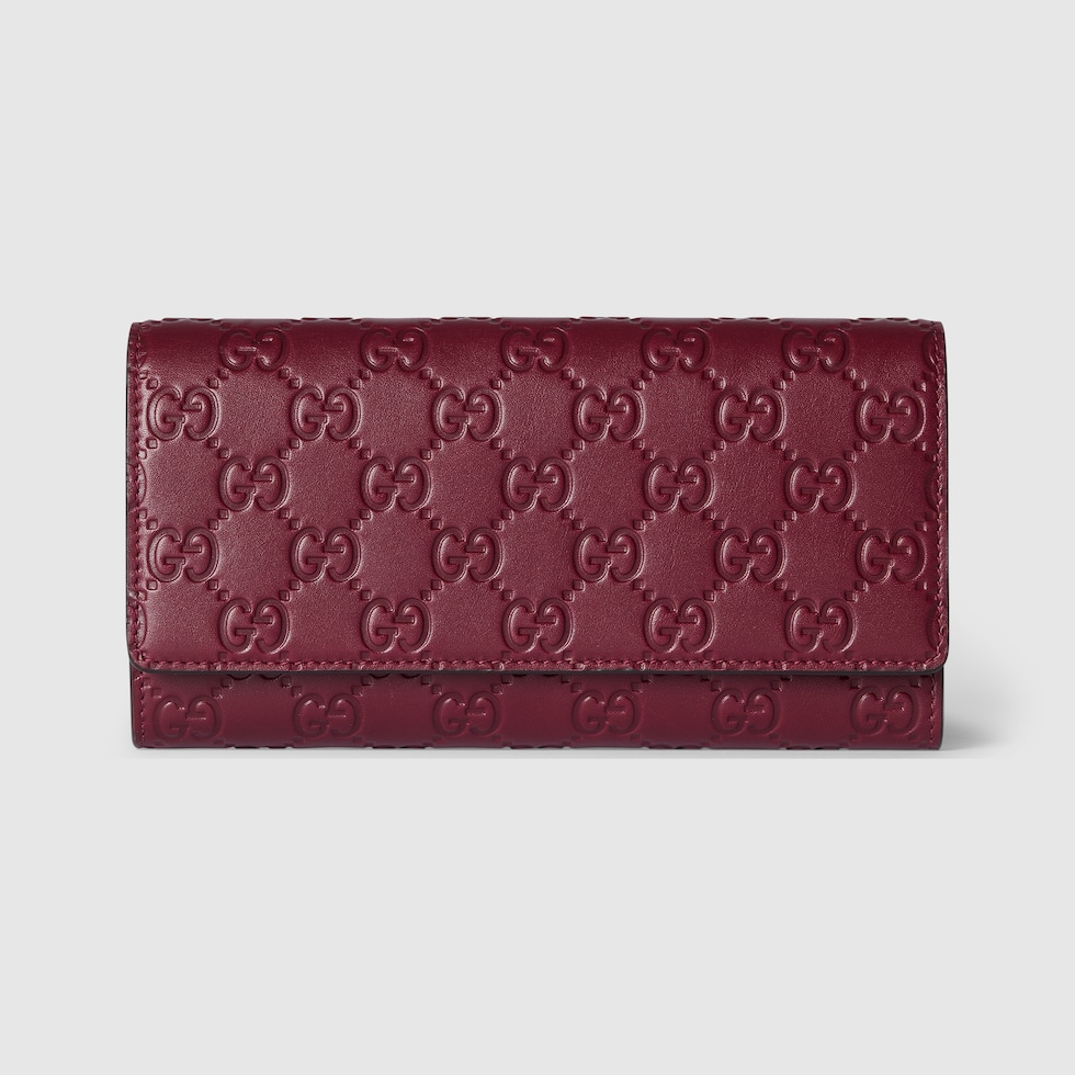 長財布 GUCCI GG EMBLEM CONTINENTAL WALLET GG Emblem continental wallet in Rosso Ancora red GG leather