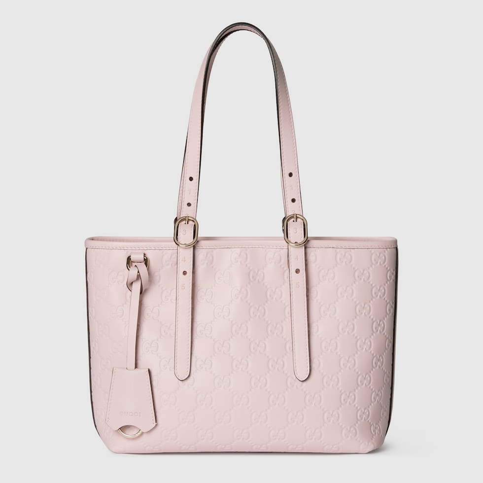 GGエンブレム〕ミディアム トートバッグ ・ピンク GGレザー