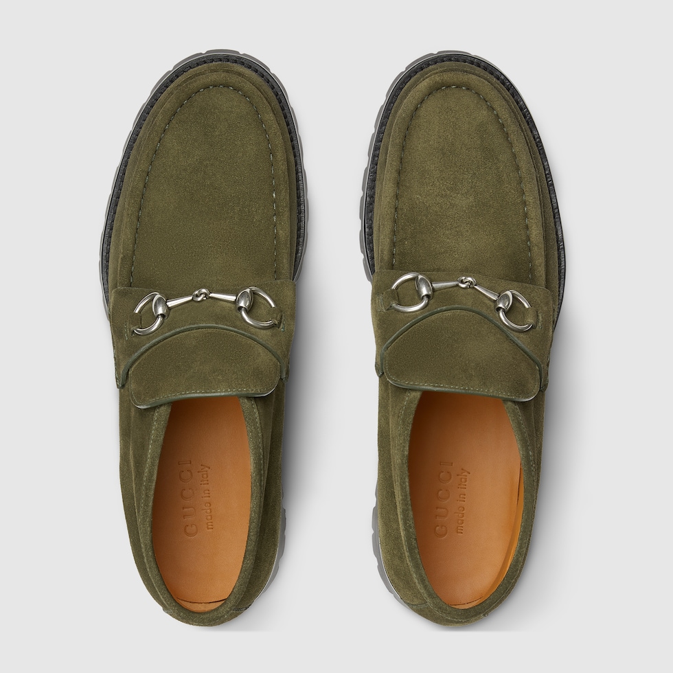 ホースビット付き メンズ アンクルブーツ ・ダークグリーン スエード