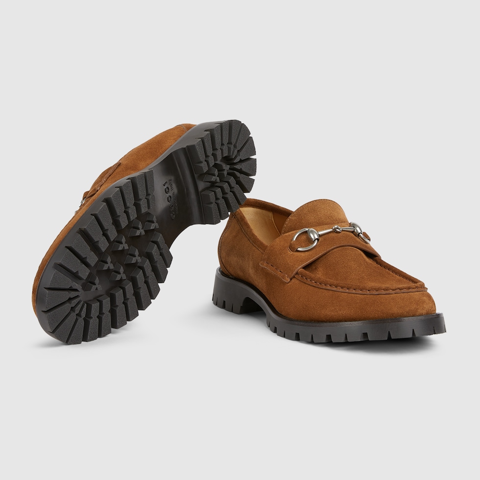 Men's loafer with Horsebit in brown suede | GUCCI® US