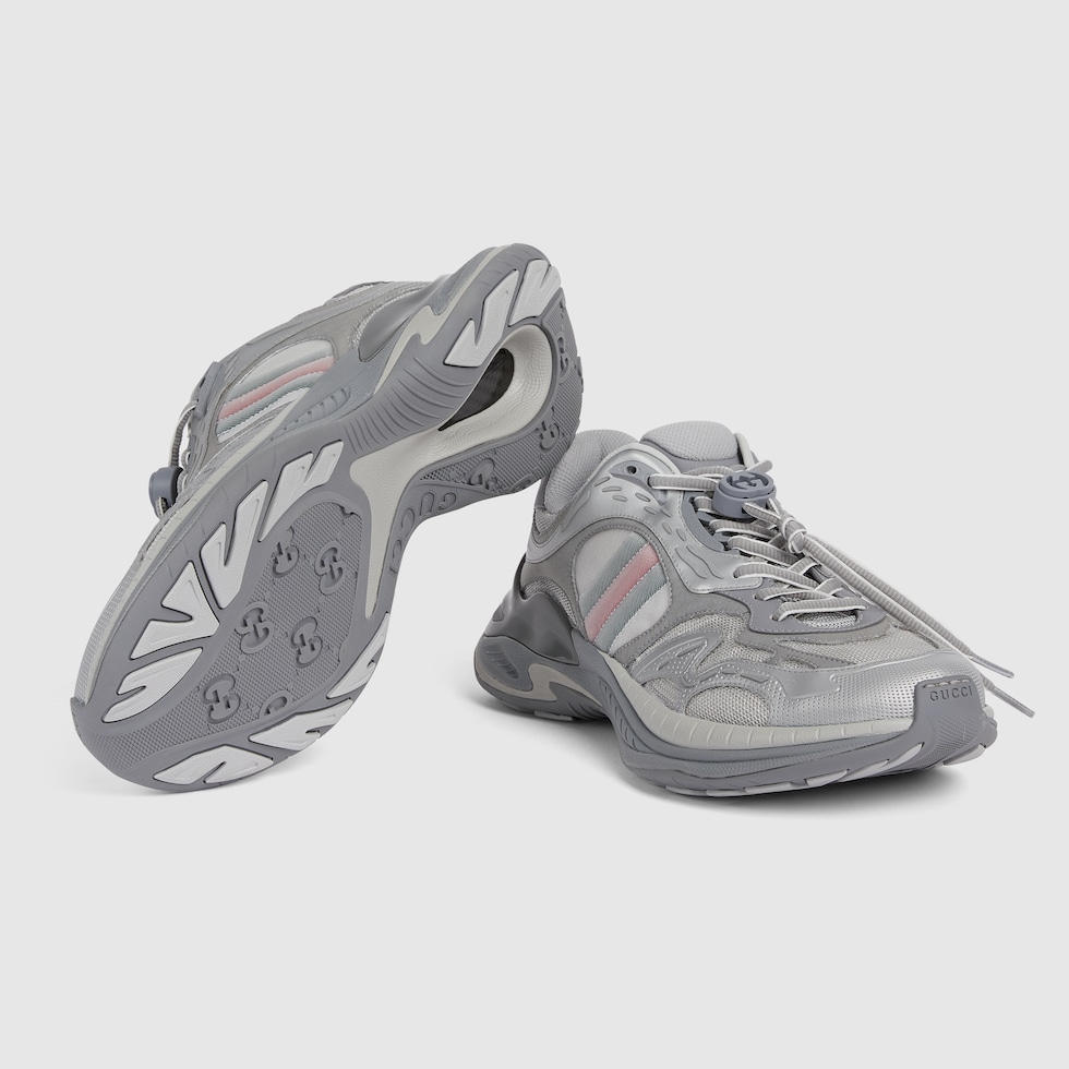 グッチ 2.0〕メンズ スニーカー ・シルバー レザー＆メッシュ | GUCCI公式