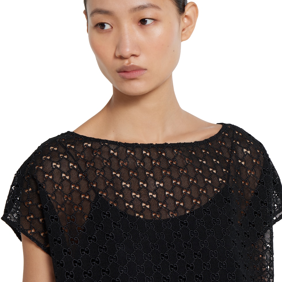 ヘ*ン様 GUCCI★レディースカットソー★トップス GG macramé top in black | GUCCI® US