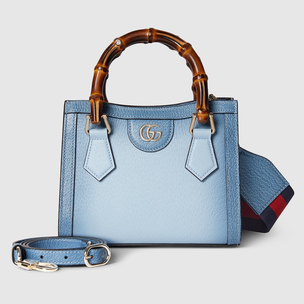 Gucci Diana small tote bag in light blue leather | GUCCI® FR