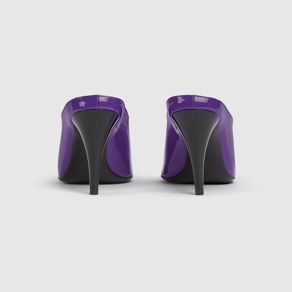Women's Gucci 97 heeled mule in violet patent leather