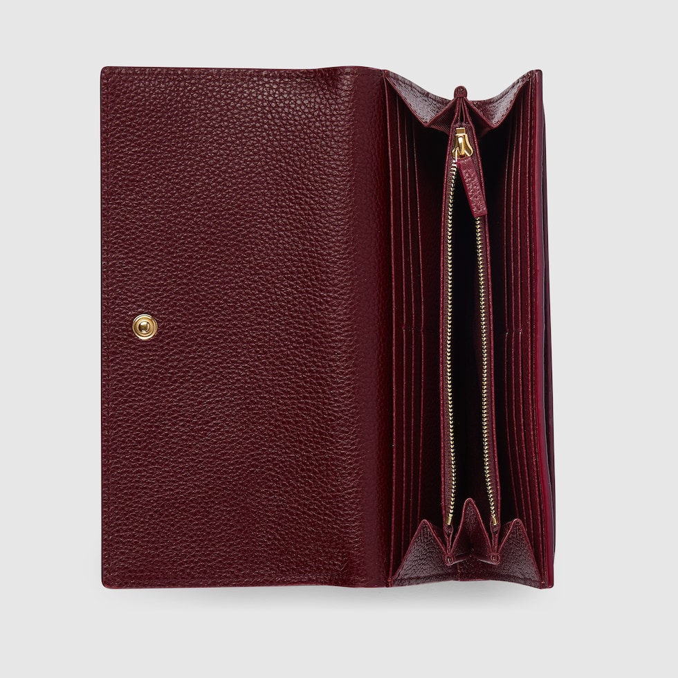 折りたたみ財布 GUCCI RED LEATHER MARMONT WALLET KW ®غوتشي |Bi-color GG Marmont continental wallet in black