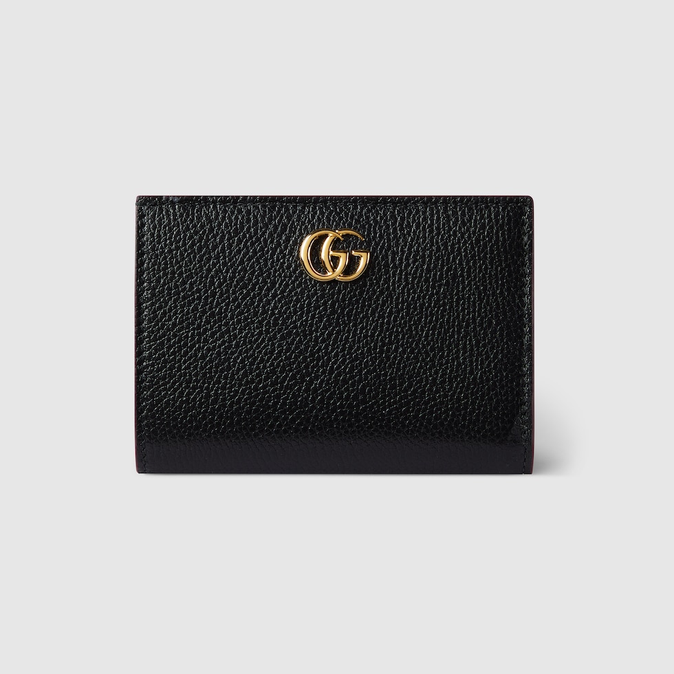 GUCCI 黒のレザー二つ折り財布 ダブルG 二つ折りウォレットブラック＆レッド レザー | GUCCI公式
