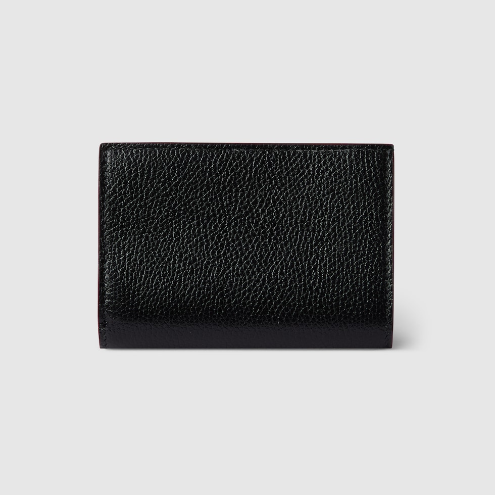 GUCCI 黒のレザー二つ折り財布 ダブルG 二つ折りウォレットブラック＆レッド レザー | GUCCI公式