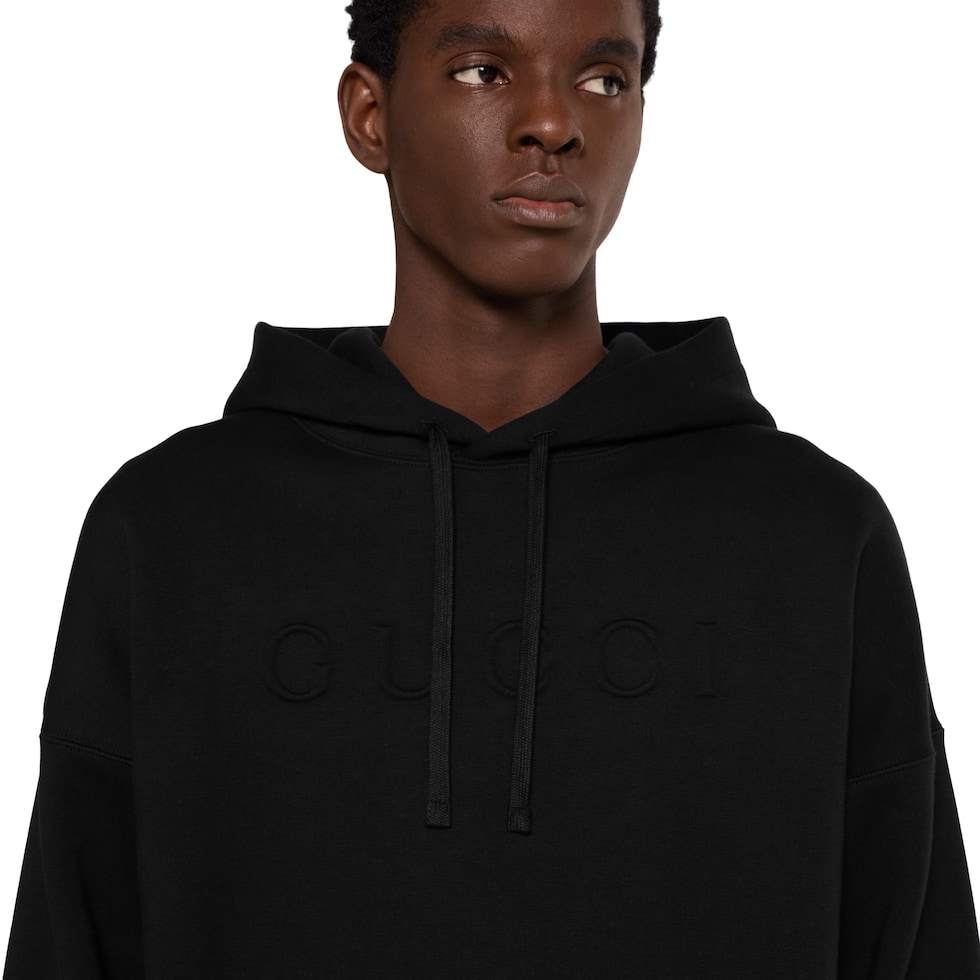 すぐ届くGUCCI コットンジャージー スウェットシャツ ロゴ ダブル コットンジャージー スウェットシャツブラック