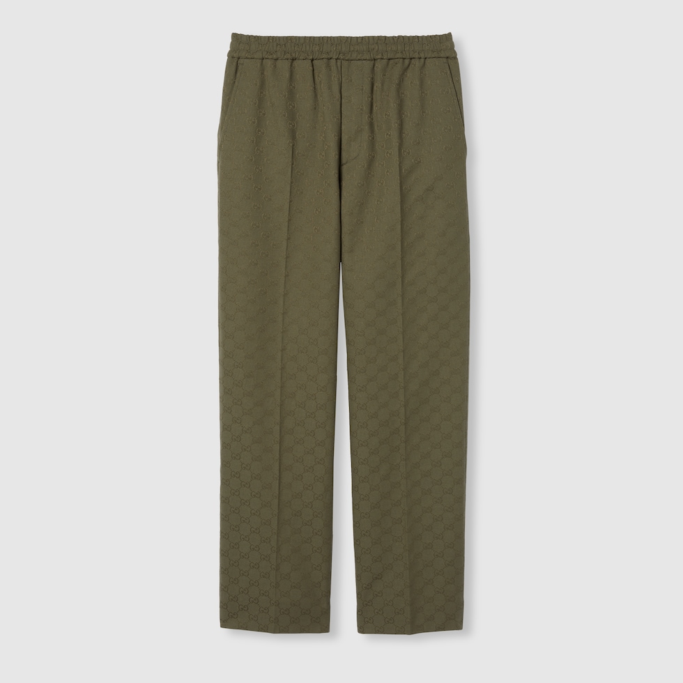パンツ GUCCI MILITARY GREEN TROUSERS IN GG FABRIC GG canvas pant in forest green | GUCCI® US