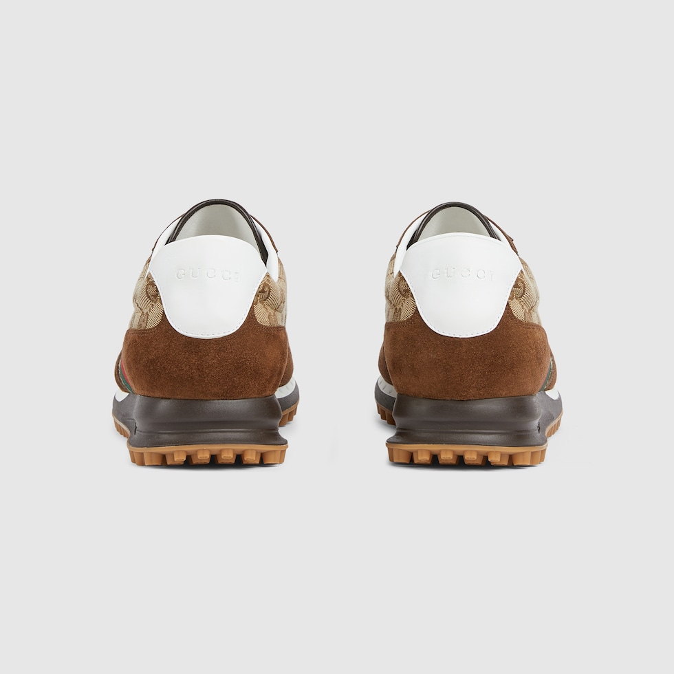 Men's Gucci Re-Motion sneaker in beige and dark brown GG
