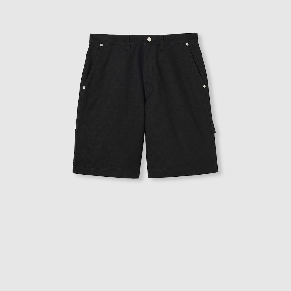 GGコットンデニム ジャカード ショートパンツブラック | GUCCI公式