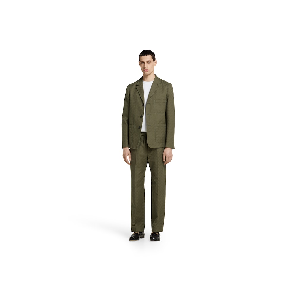Cotton blend GG canvas jacket in forest green | GUCCI® US