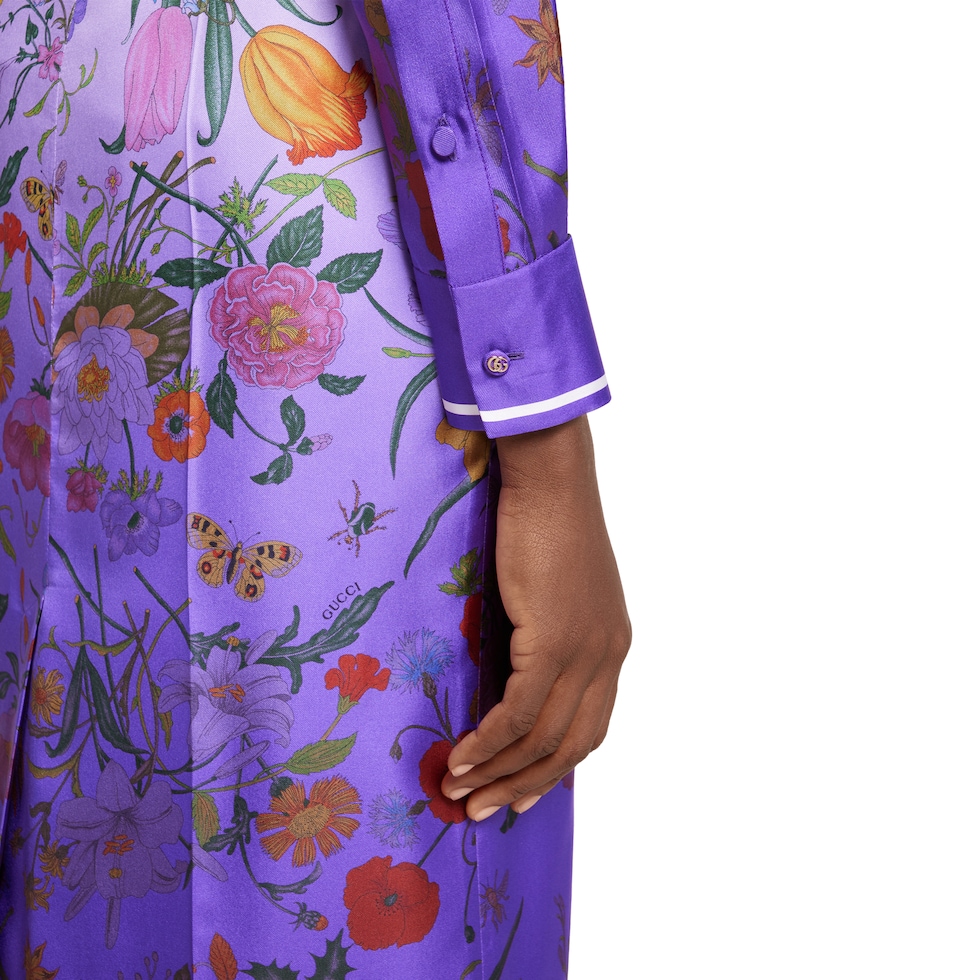 GUCCI★グッチ★素敵！ GUCCI PURPLE SILK SHIRT DRESS Printed silk dress in lilac and purple | GUCCI® SI