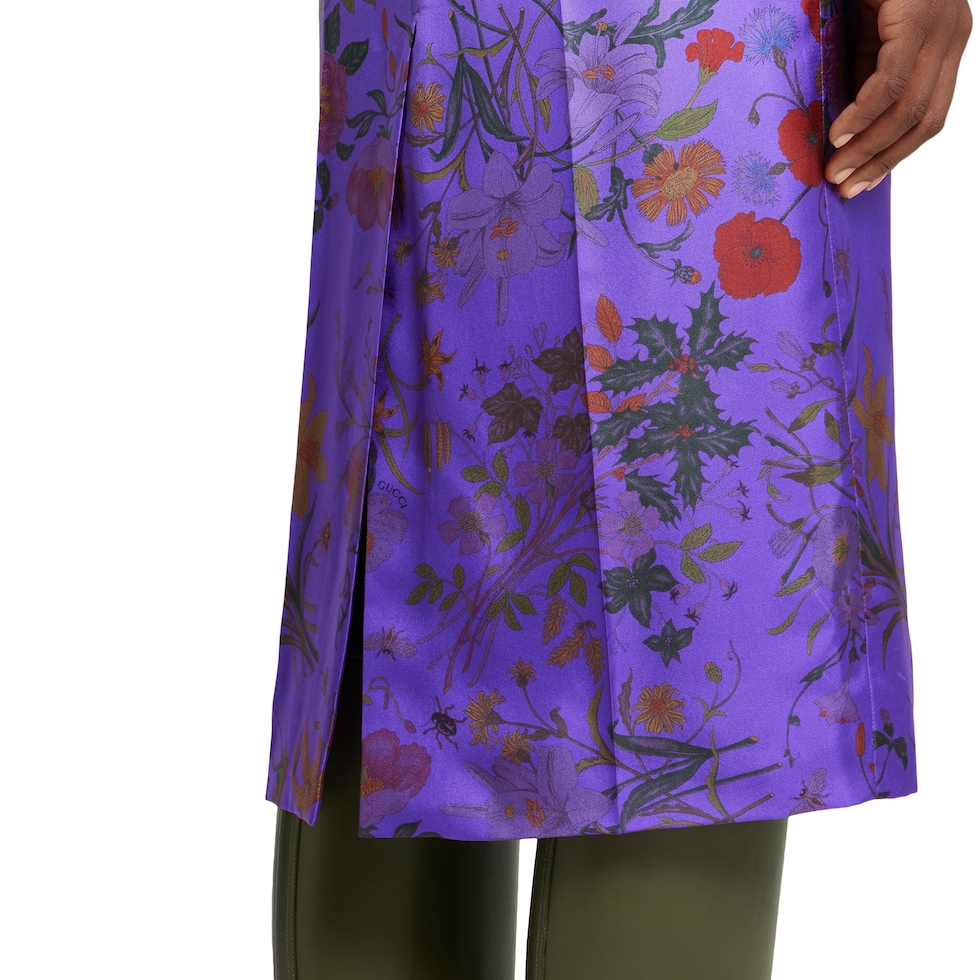 Printed silk twill skirt in lilac and purple | GUCCI® SI