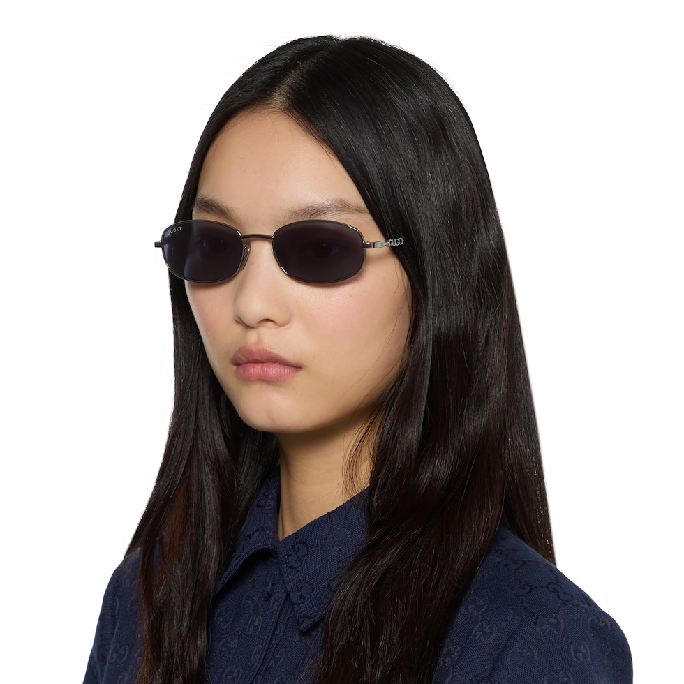OVAL SUNGLASSES 640341 IN NUDE ACETATE METAL FRAME