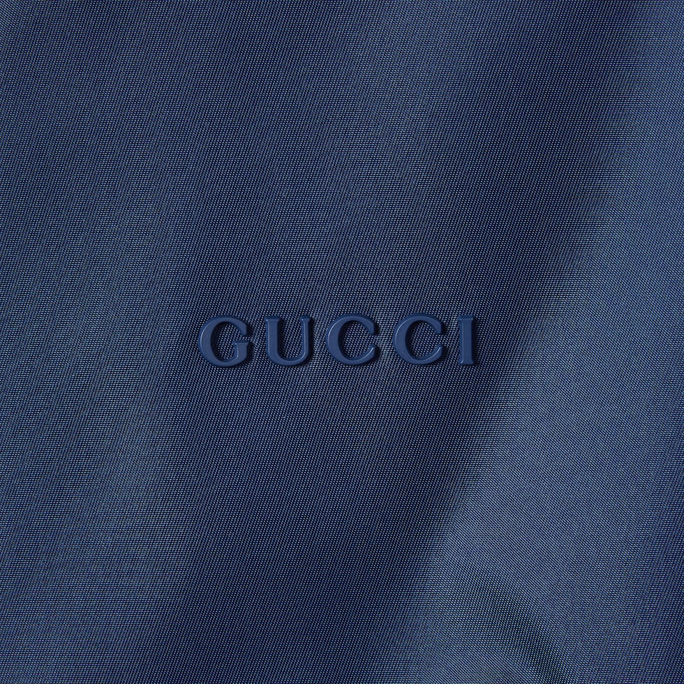 Gabardine jacket with metal logo in blue | GUCCI® US