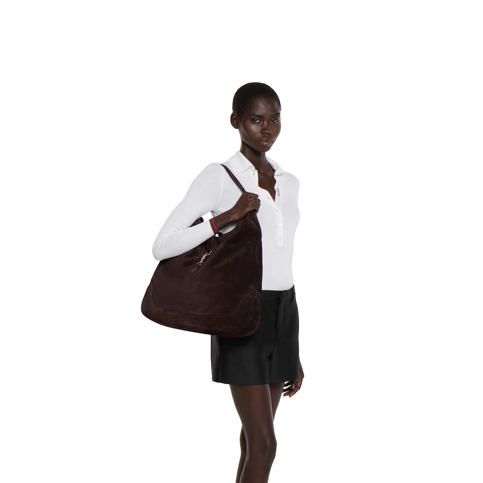 【GUCCI/グッチ】SHOULDER BAG Gucci Jackie Giorno shoulder bag in dark brown suede | GUCCI® US