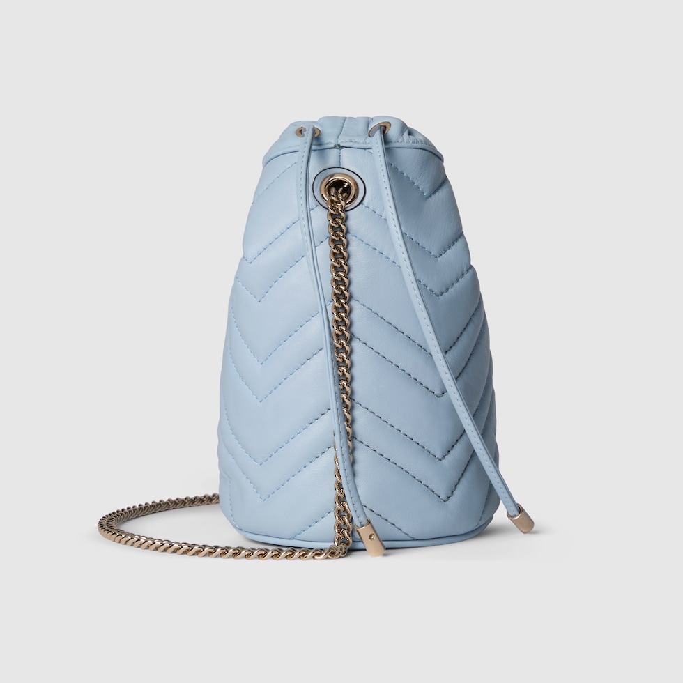 【関税&送料込】Gucci Cappuccino Leather Marmont Bucket Bag Pre-Owned Beige Leather GG Marmont Chain Bucket Bag Mini