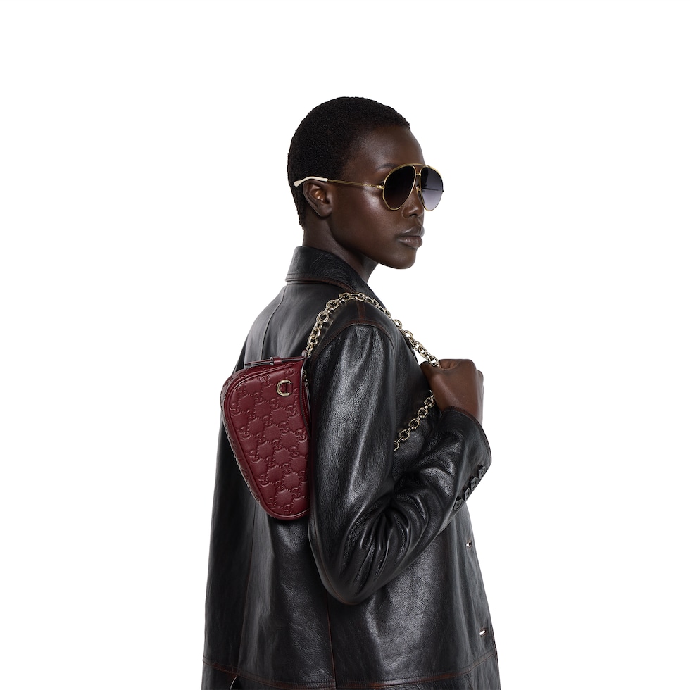 〔オフィディア〕 スーパーミニバッグ ロッソ アンコーラ GG Emblem mini shoulder bag in Rosso Ancora red GG leather