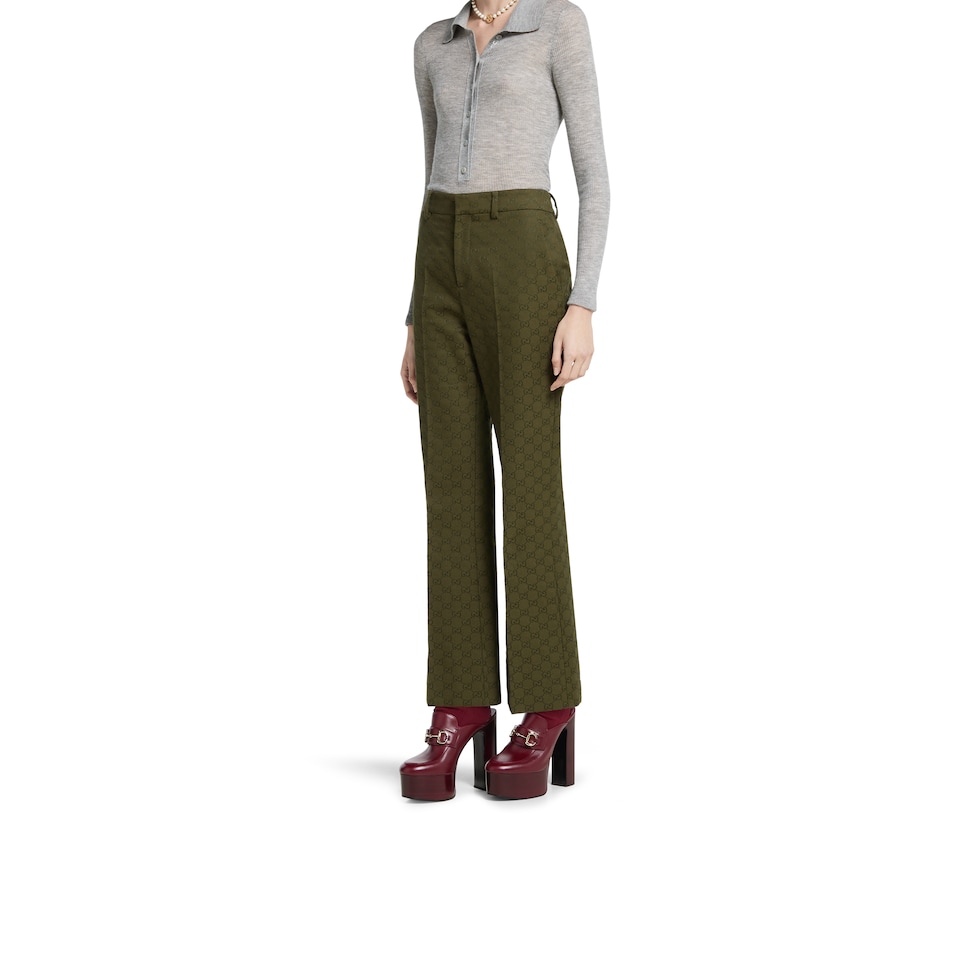 GG canvas pants in forest green | GUCCI® US