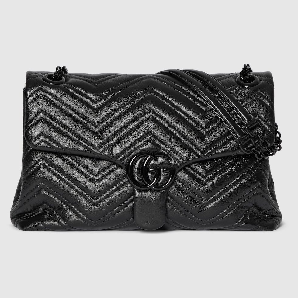 GG Marmont medium shoulder bag in black leather | GUCCI® IT