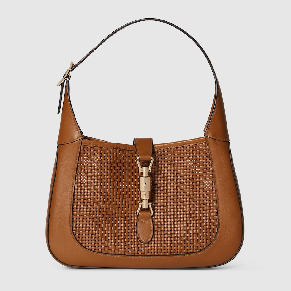 バッグ Gucci GG Jackie Hobo Bag Leather Brown Gucci GG Supreme Monogram Jackie O Hobo Bag Brown