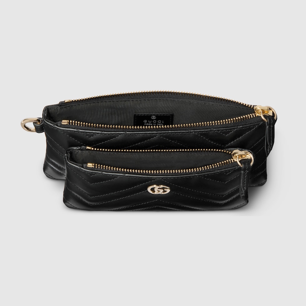 GG Marmont small pouch with chain in black leather | GUCCI® US