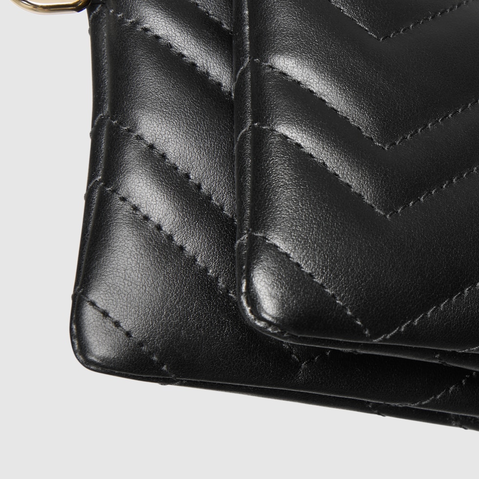 ダブルG チェーン付き スモール ポーチ ・ブラック レザー | GUCCI公式