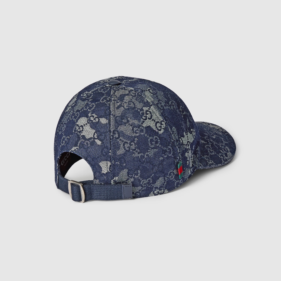 GG denim baseball hat with Web in dark blue | GUCCI® US