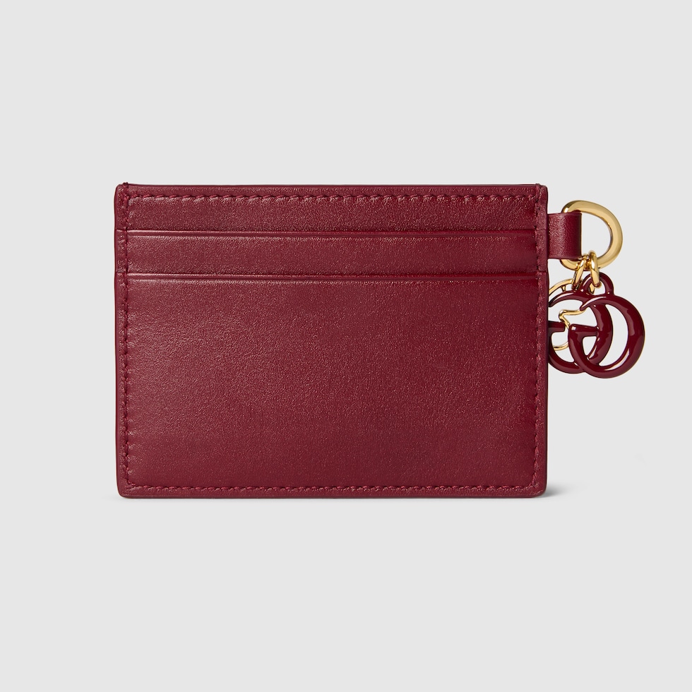 Card case with Double G and butterfly charm in Rosso Ancora