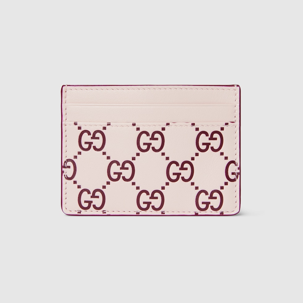 GGエンブレム〕カードケースピンク＆レッド GGレザー | GUCCI公式