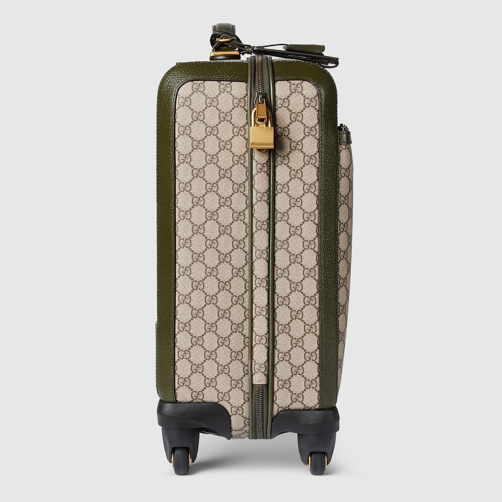 Gucci Savoy small cabin trolley in beige and dark brown fabric