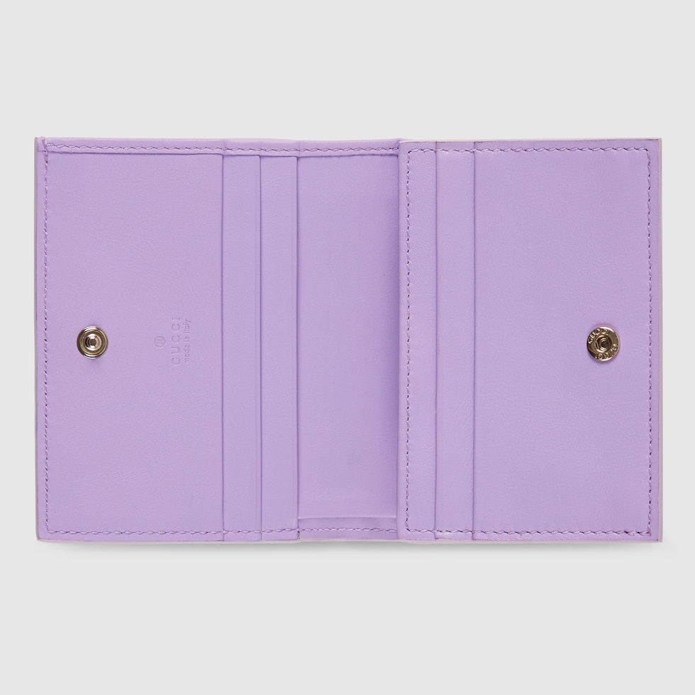 GG Emblem small wallet in lilac GG leather | GUCCI® US