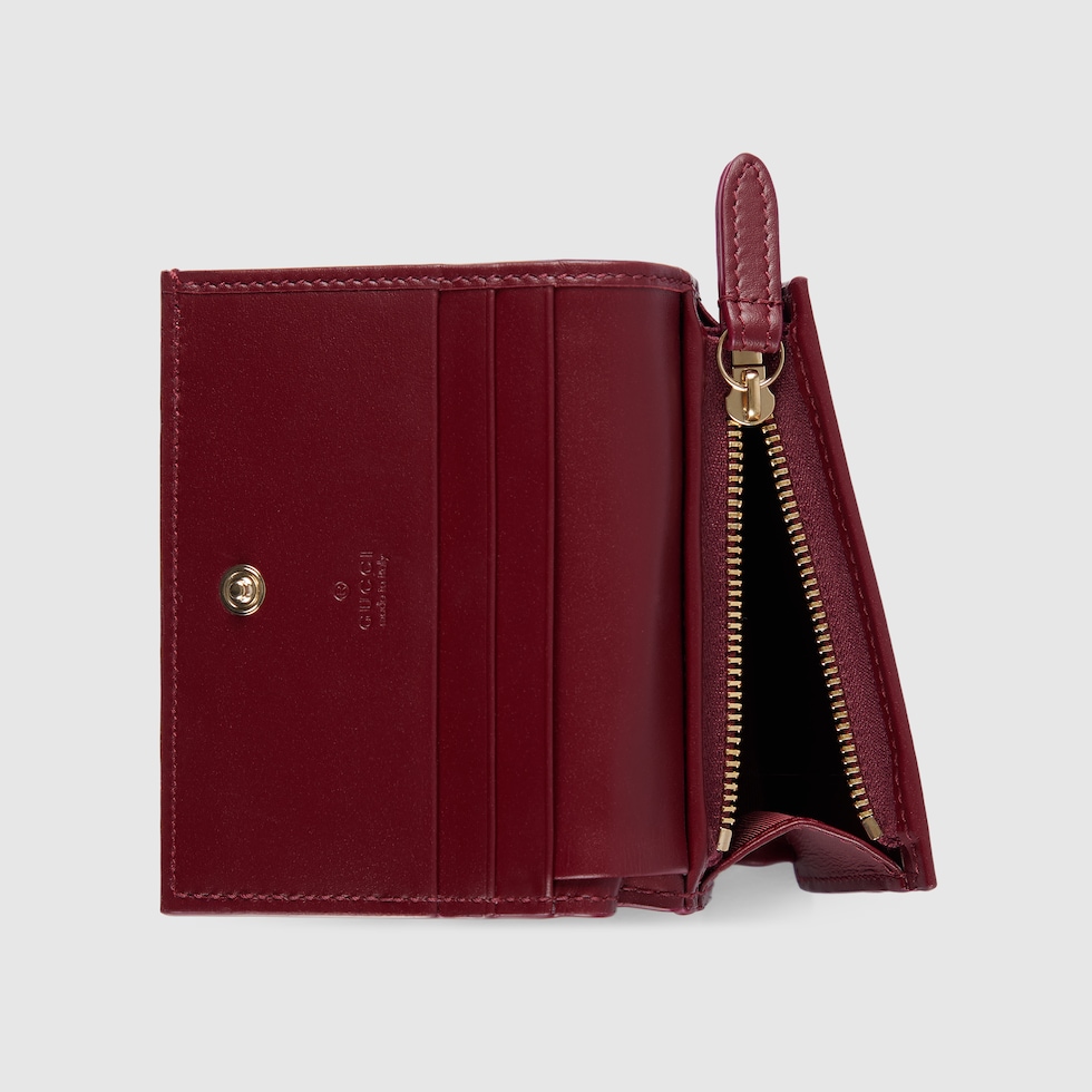 GG Emblem small wallet in Rosso Ancora red GG leather | GUCCI® US