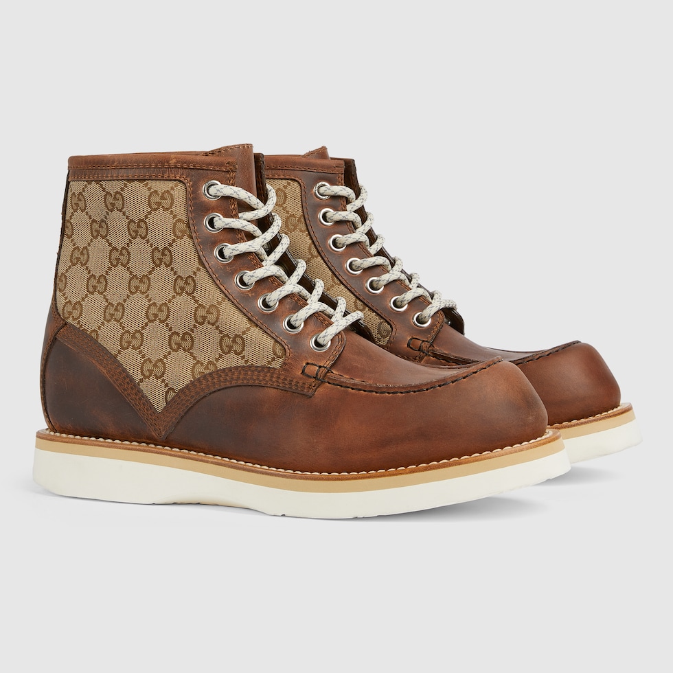 GUCCI ブーツ Men's lace-up ankle boot in brown leather | GUCCI® US