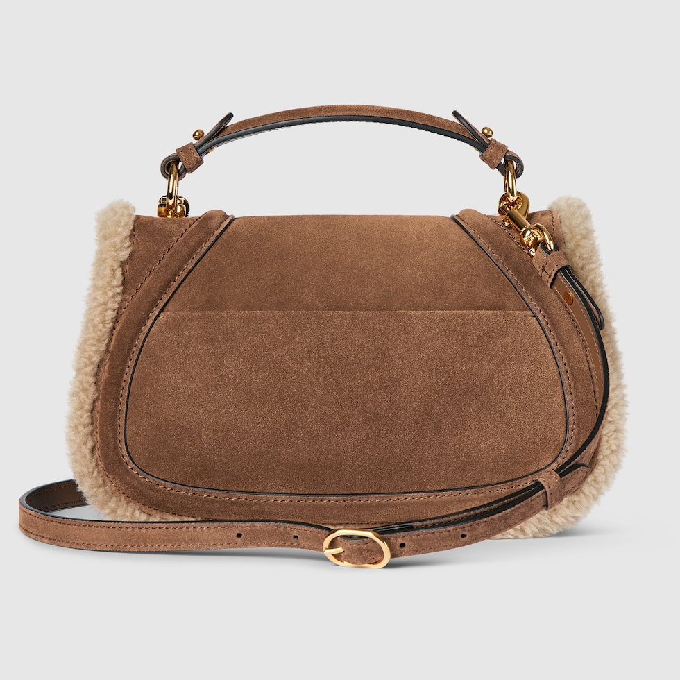 Gucci Blondie medium top handle bag in brown suede | GUCCI® US