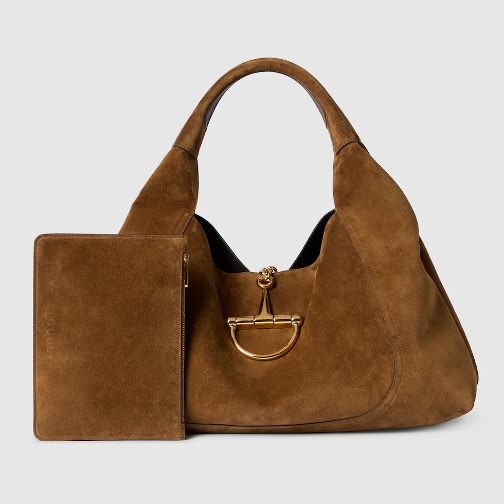 『格安』GUCCI(グッチ)ハンドバッグ スエード　肩掛け 中古・古着通販】GUCCI (グッチ) スエードショルダーバッグ ブラック