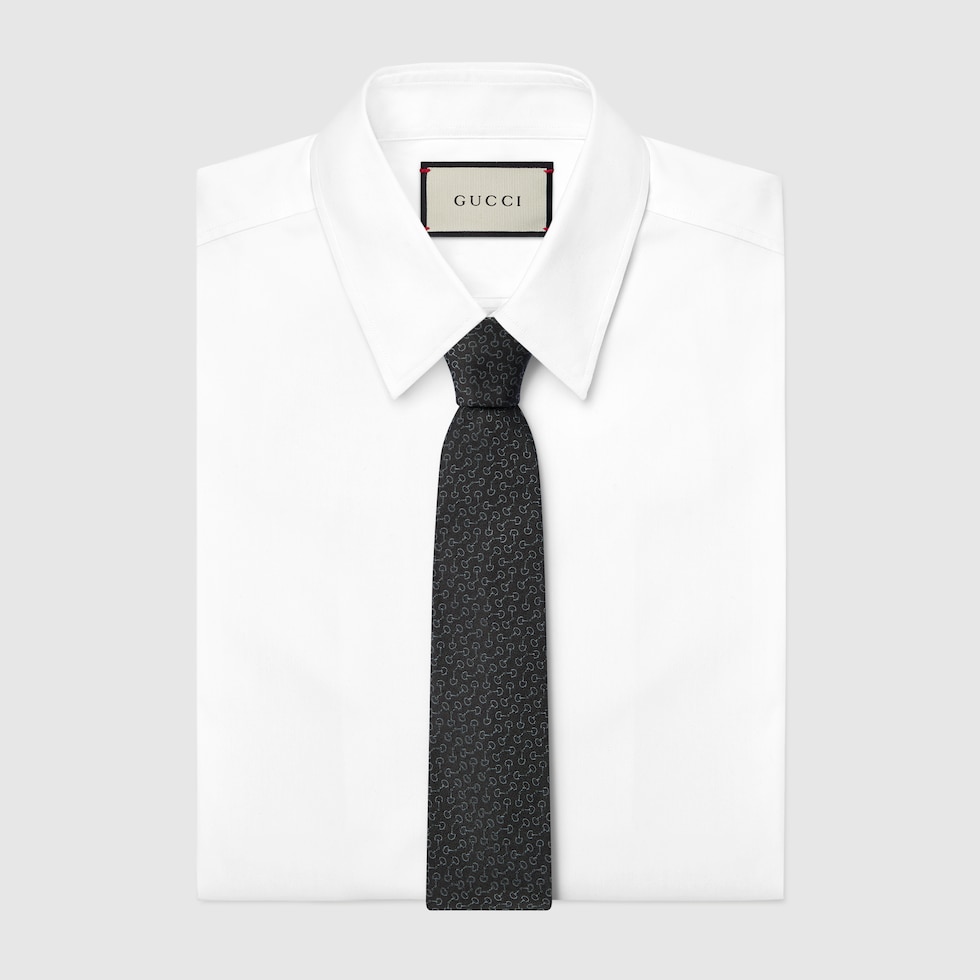 GUCCI シルクネクタイ ブラック グレー GUCCI 【名入れ】グッチ ネクタイ GG シルク ブランドネクタイ