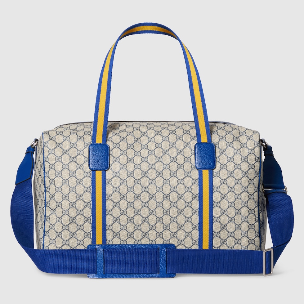 MEDIUM DUFFLE BAG WITH WEB 47 IN WHITE SOFT GG CALFSKIN