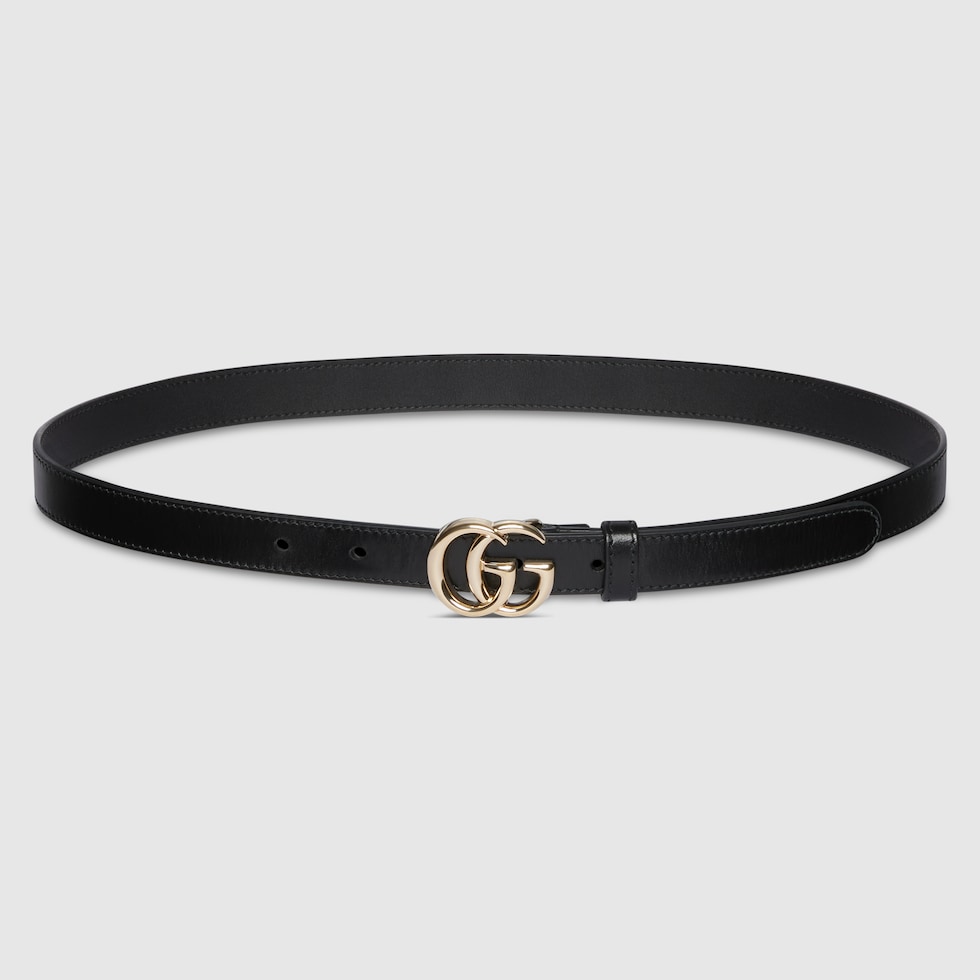 【送料&関税込】Gucci Gg Marmont Thin Belt GG Marmont thin belt in black leather | GUCCI® PL