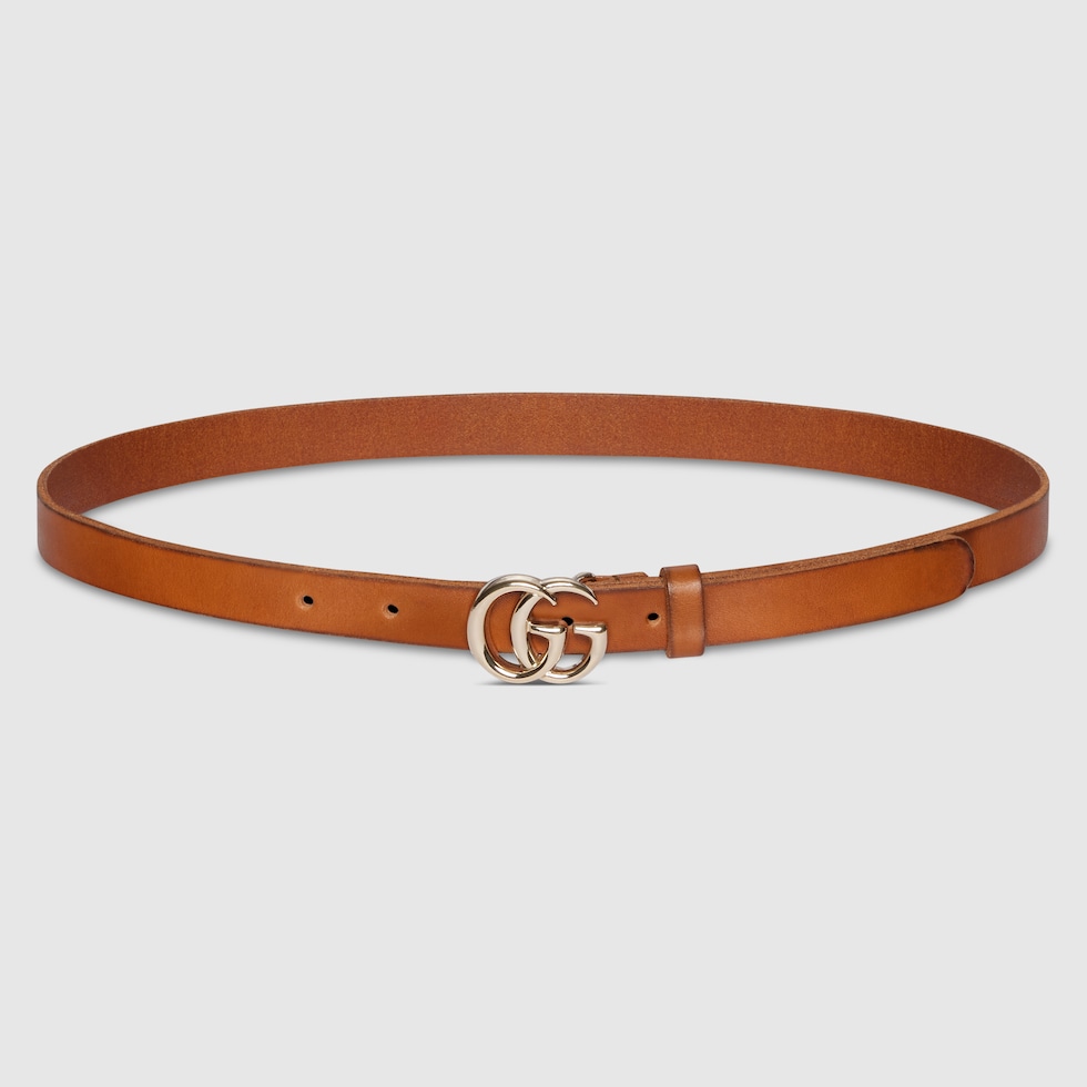 GG Marmont thin belt in brown leather | GUCCI® US