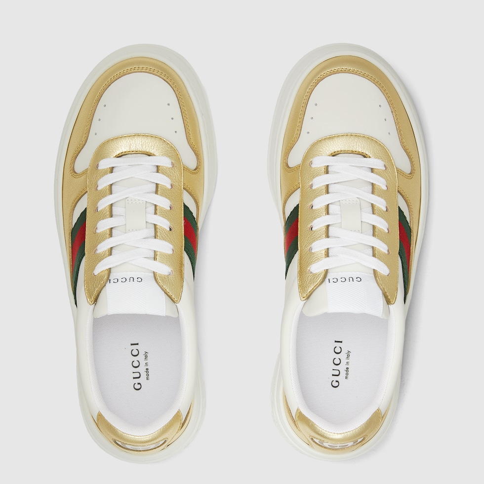 注目の新作♪【GUCCI】チャンキー スニーカー レディース ウィメンズ チャンキー スニーカー ・ゴールド メタリックレザー