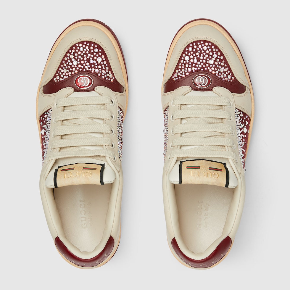 【正規品】GUCCI グッチ スクリーナーGGクリスタルウィメンズスニーカー Women's GG crystal Screener sneaker in beige and dark blue GG